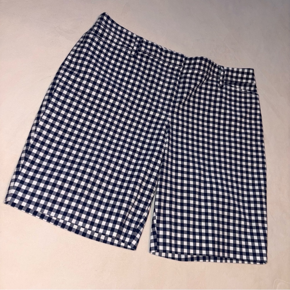 Talbots Bermuda Walking Shorts Sz 12p Blue/ White Seersucker Dress GINGHAM